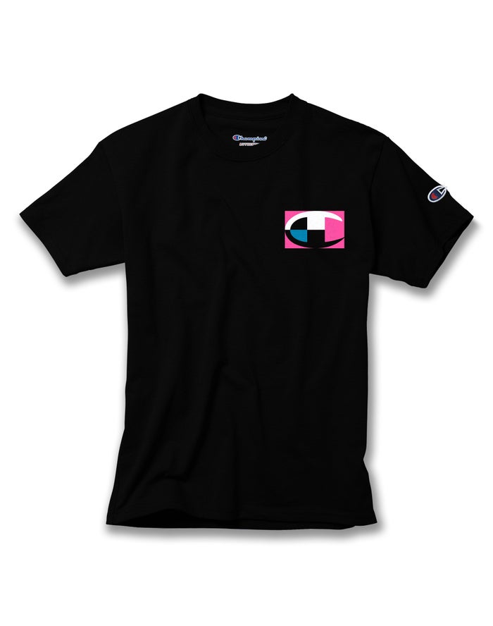 Champion Boys T-Shirt NZ - Cotton Retro Colorblock Logos Black ( 3962-BVCIR )